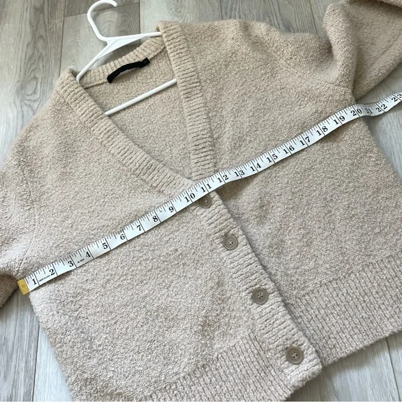 Jenni Kayne Merino Wool Boucle Boyfriend Cardigan Sweater Beige (Small) preppy - Picture 3 of 8
